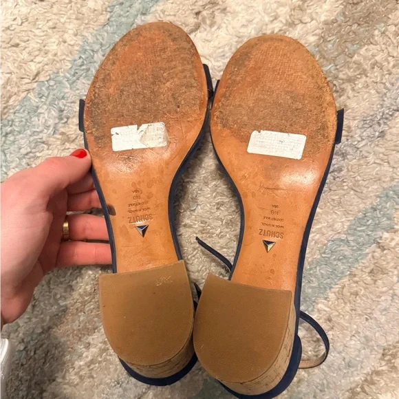 Schutz Navy Blue Suede Block Heels - Picture 4 of 4